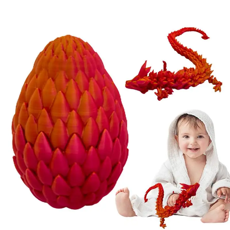 Dragon Egg Articulating Dragon Fidget Toy 3D Printed Flexible Dragon Toys Chinese Dragon Flexible Toy With Dragon Egg For