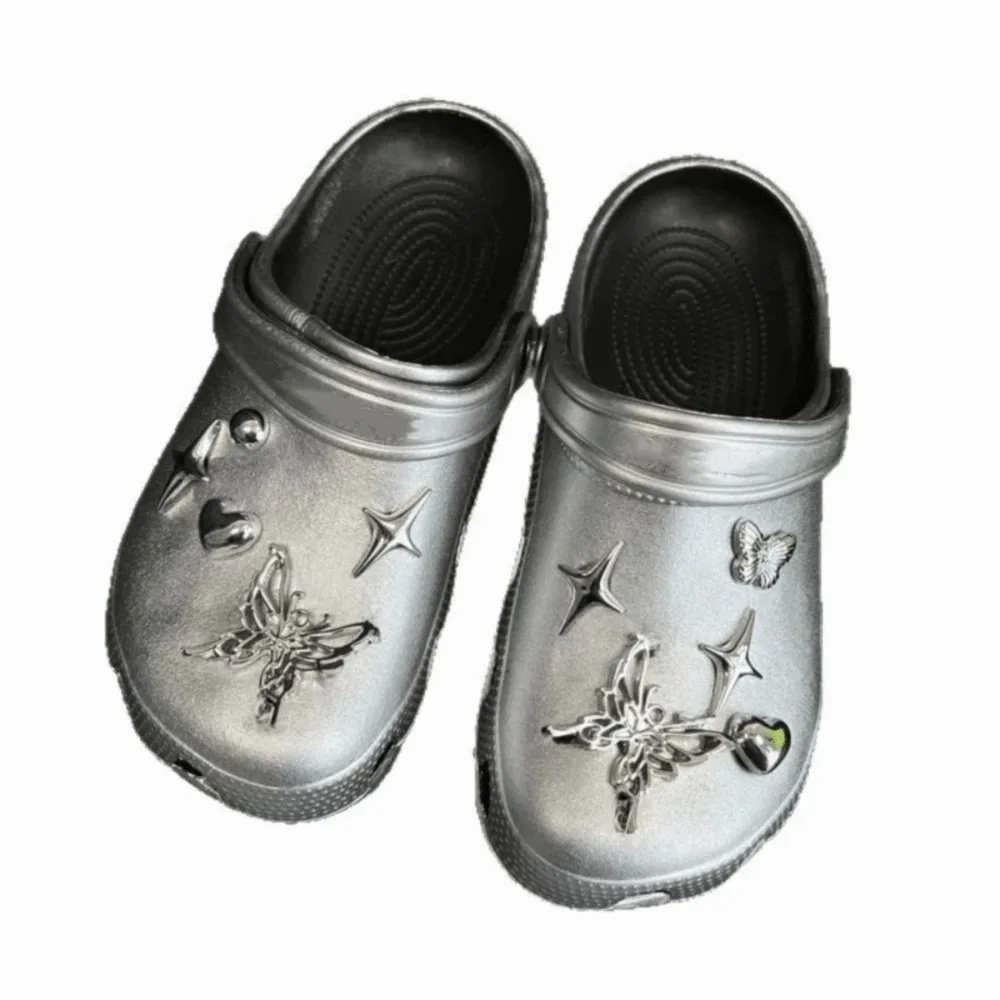 1Set INS Heart Shoe Charms Set Butterfly DIY Hole Shoes Detachable Shoes Accessories Shoe Buckles Decor Slippers