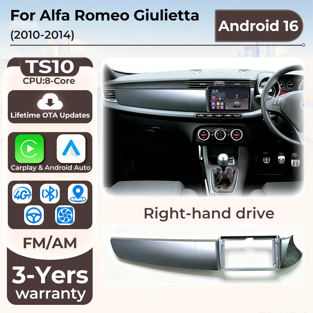 Car Radio GPS Navigation For Alfa Romeo Giulietta 2010 - 2014 RHD Wireless Carplay Video Multimedia Player Android Auto BT A2DP
