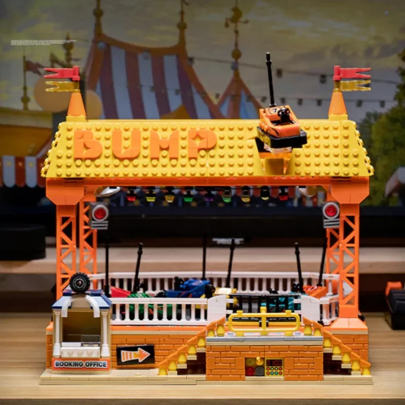 1099PCS Ideen Autoscooter Baustein Set Street View Vergnügungspark Modulare Baustein Montage Modell Magnetische Spielzeug Geschenk