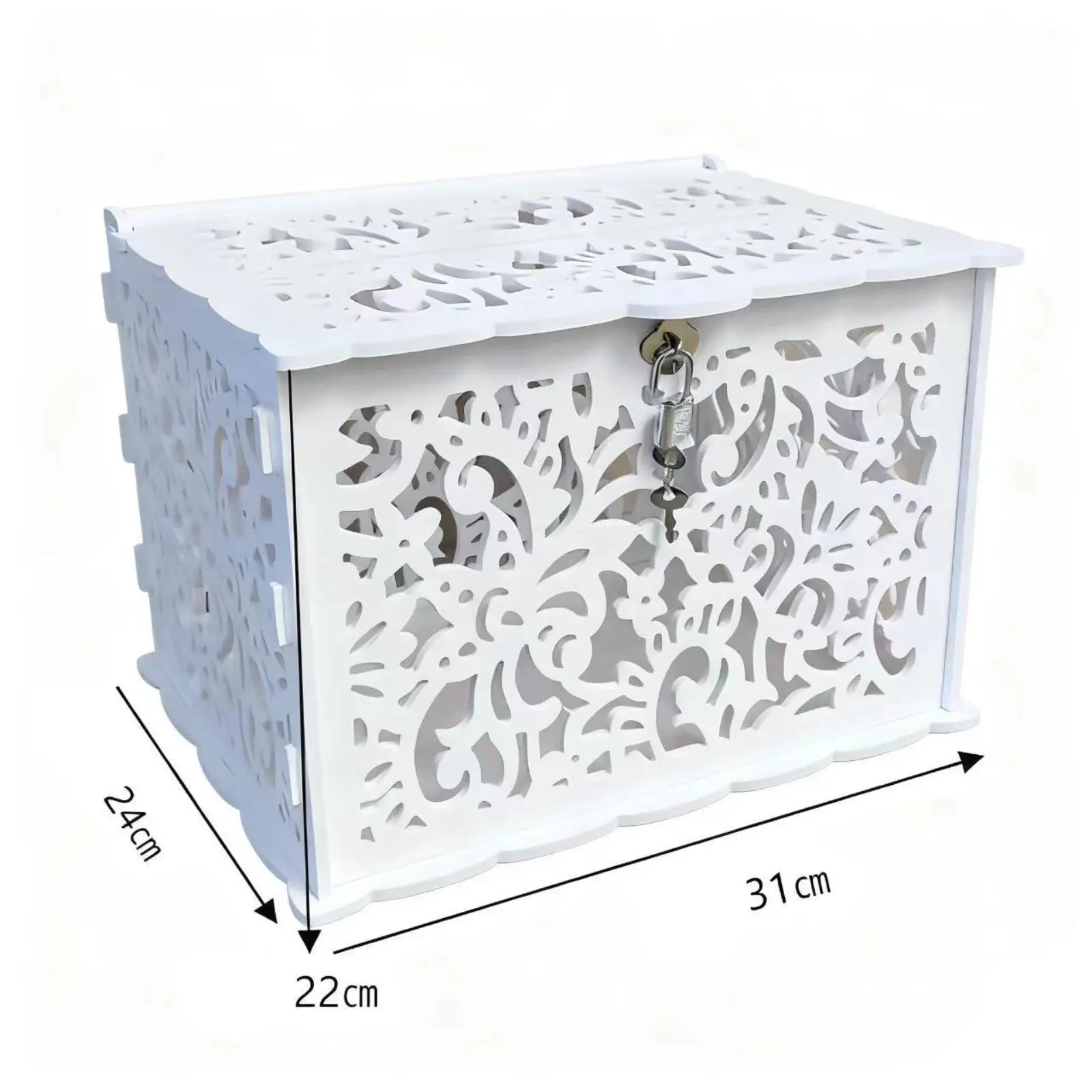 Caja de Acrílico Reutilizable para Tarjetas de Boda con Cierre Seguro, Caja Blanca para Cartas para Compromiso, Baby Shower, Graduación