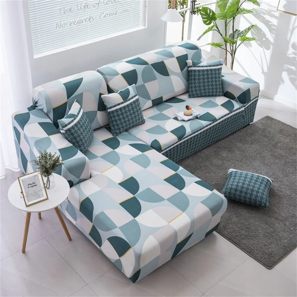 Cartoon Adjustable Elastic Sofa Cover Plant Elastic Adjustable Sofa Cover Corner Sofas Covers Home 4-Seater Sofas Covers Decor