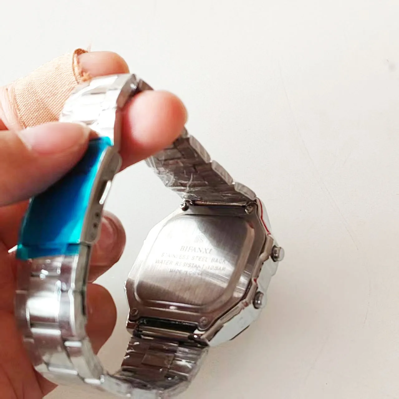 Reloj plateado cuadrado de moda creativo, reloj electrónico para pareja masculina