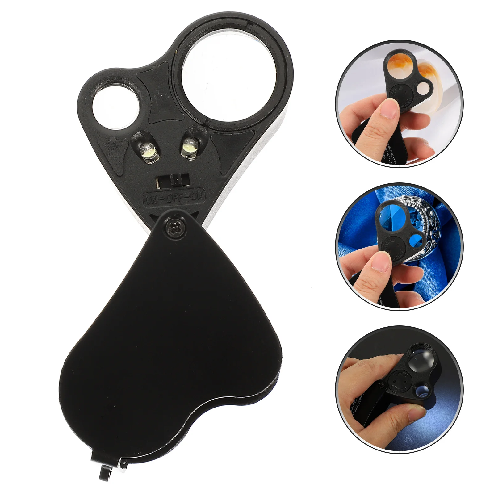 

Dual Lens 30X 60X Portable Magnifier with LED Light High-Definition Clarity for Jewelry Appraisal Precision Machining