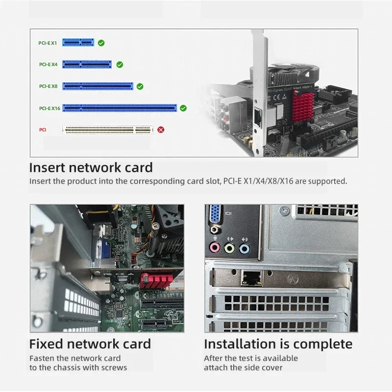 Сетевая карта PCI-E к RJ45, 2500 Мбит/с, чип RTL8125B, 100/1000 Мбит/с, 2,5 Гбит/с, Ethernet, проводной адаптер контроллера локальной сети для Win7/8/10/11