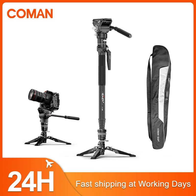 

COMAN M1 PRO V5 4 Sections One Click Lifting Carbon Fiber Monopod With Quick Release Foot Lock For DSLR Camera Travel Tripod