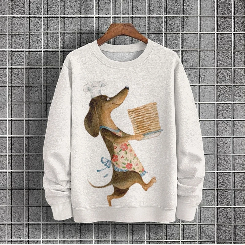 Harajuku Fashion Dachshund Graphic Sweatshirt فرحان تصميم سترة عيد الميلاد القبيحة عادية للجنسين ملابس الشارع الشهير كلب البلوفرات #1