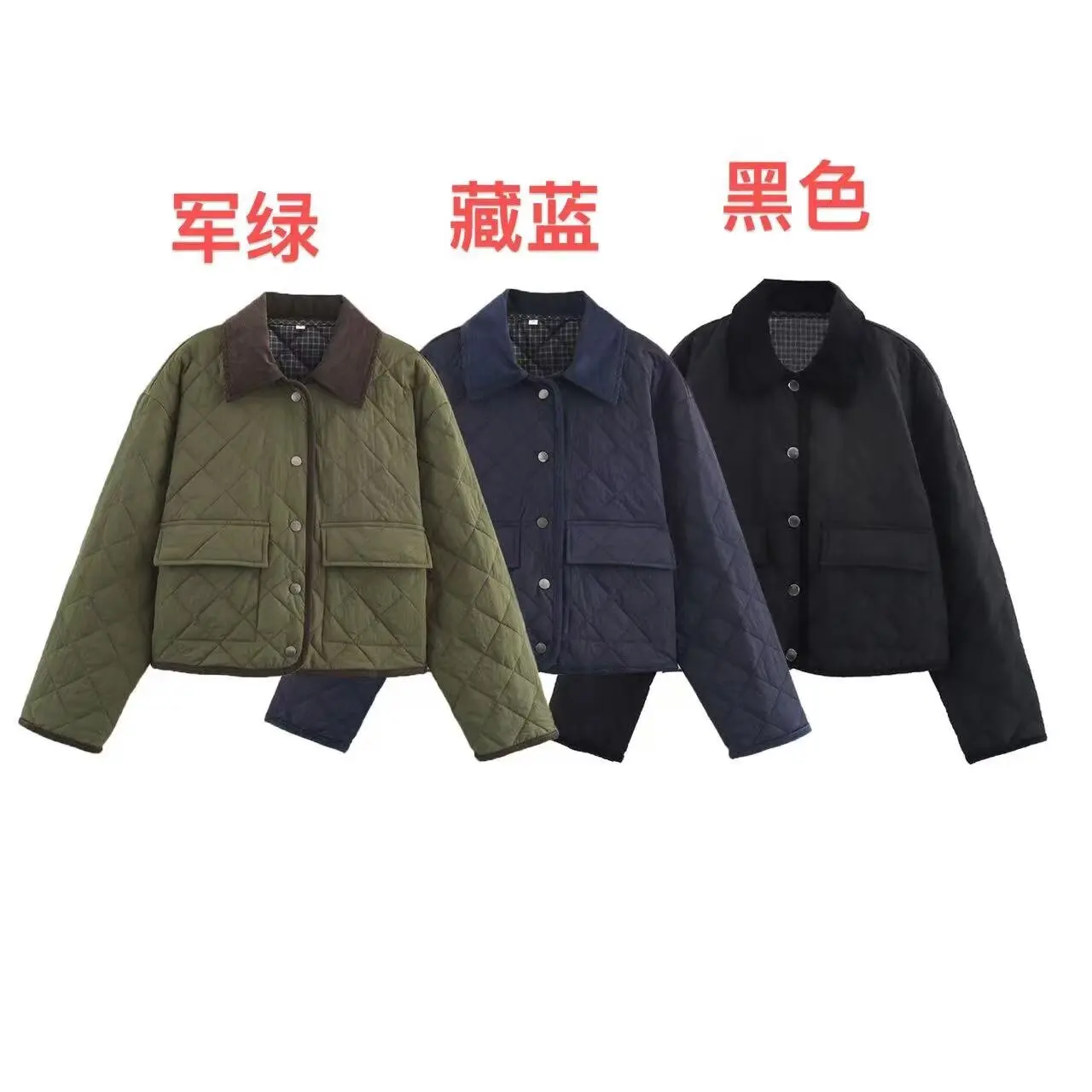 

European and American 2025 new autumn and winter women's fashion casual version quilted lapel lazy style quilted jacket