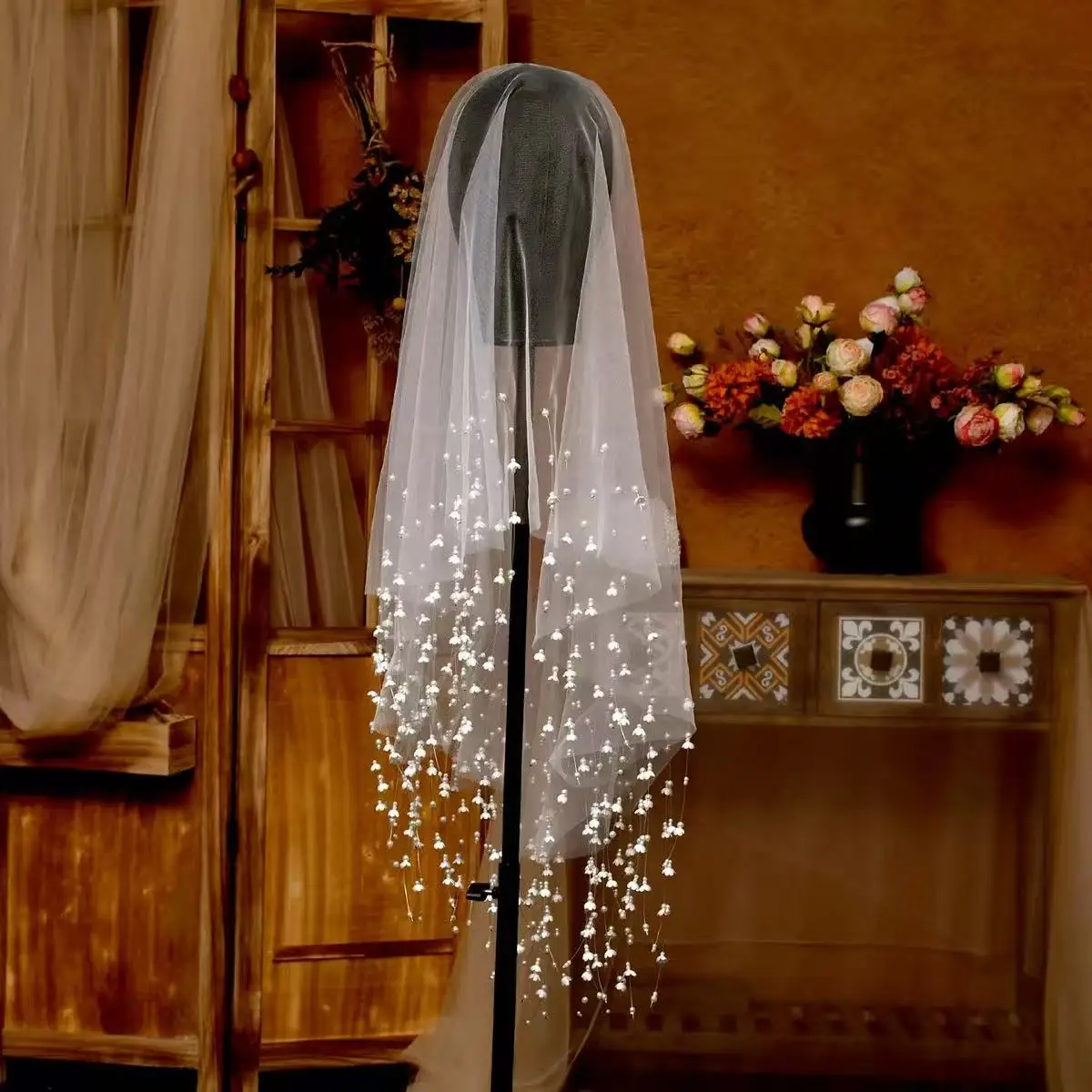 

High-End Handmade Lily of the Valley Bridal Veil Headpiece Accessory for Weddings And Special Occasions