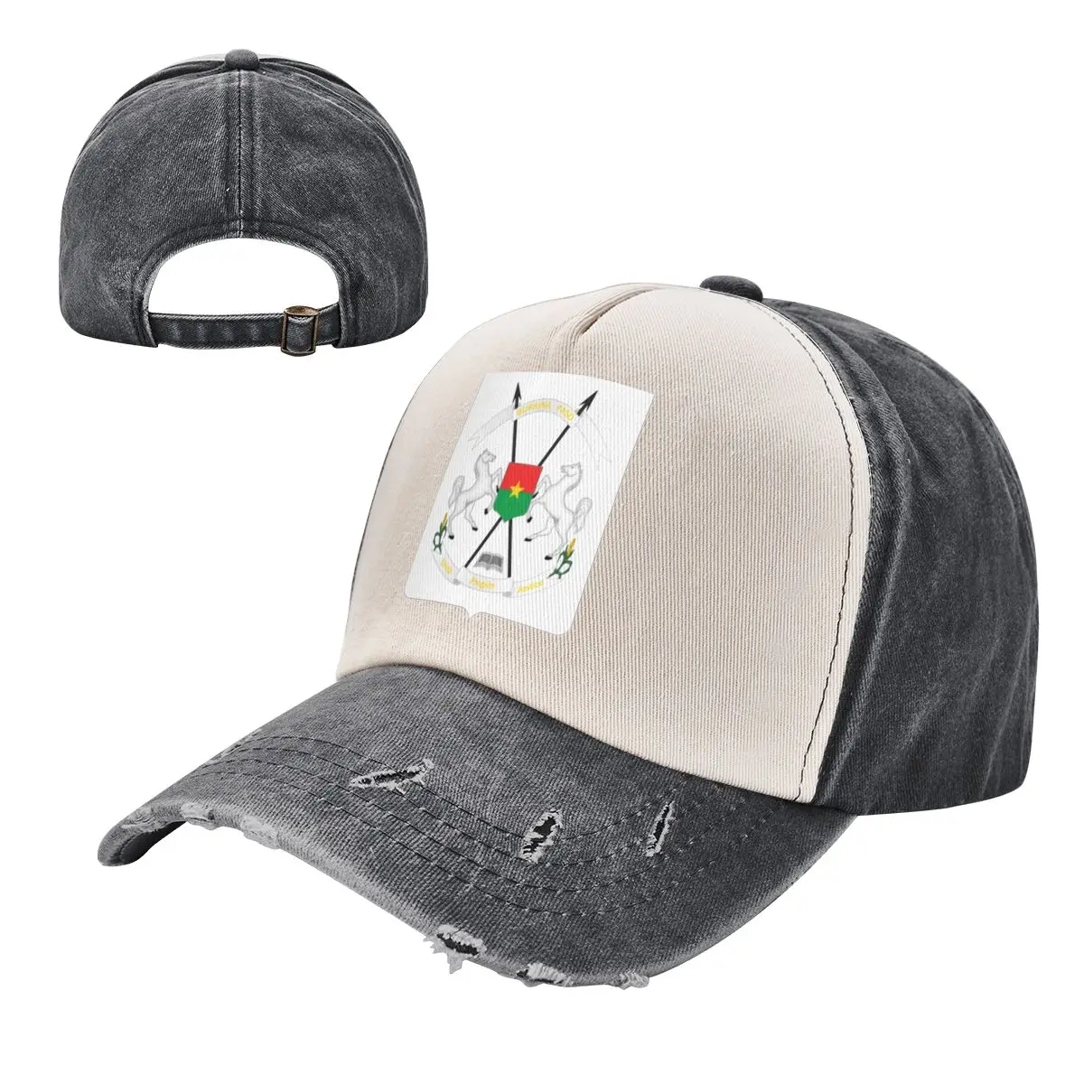 Emblem Of Burkina Faso Color Blocking Distressed Baseball Cap Dad Hats Men Women Vintage Washed Cotton Trucker Adjustable Gift