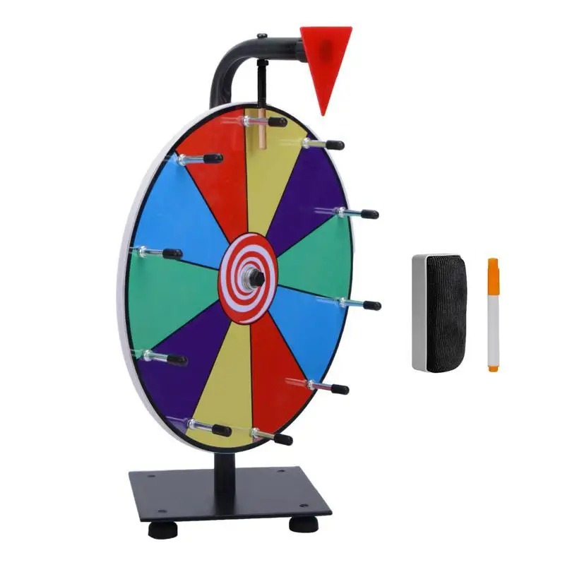 

12 Inch 10 Slots Tabletop Spinning Prize Wheel With Base Marker Eraser For Fortune Spin Game In Party Pub Trade Show Carnival