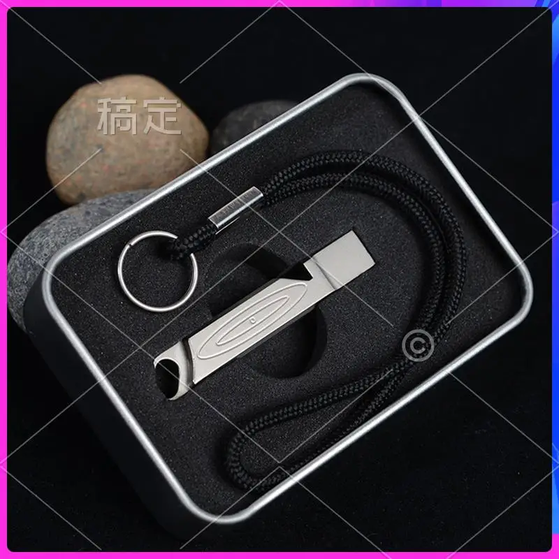 

AUU-Titanium Alloy Emergency Whistle High Decibels EDC Necklace Lanyard Survival Safety Whistle For Outdoor Hiking Camping