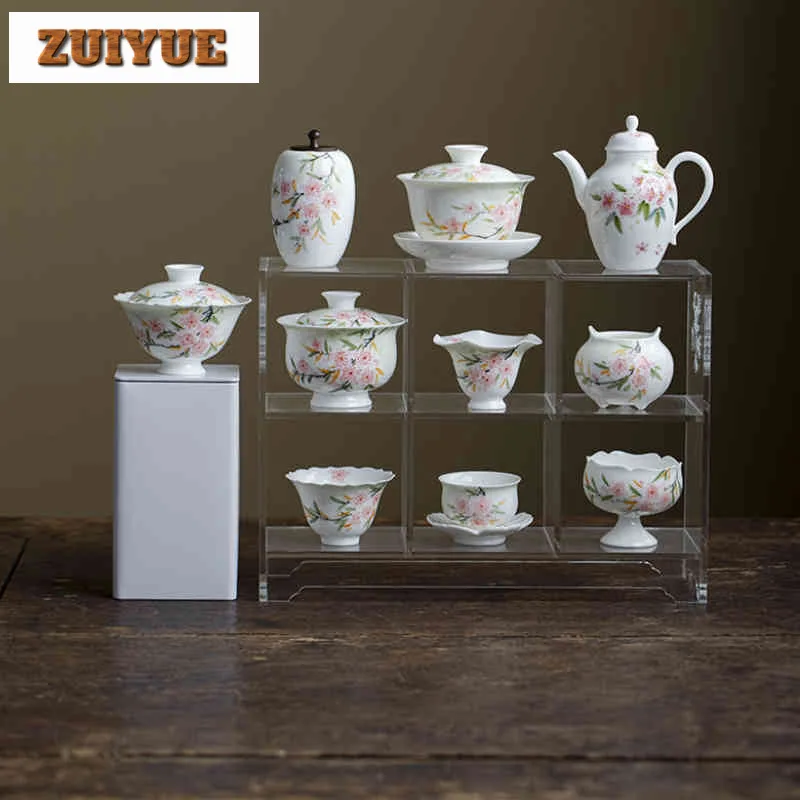 2 قطعة/الوحدة رسمت باليد زهر الخوخ فنجان الشاي الفاخرة وعاء الشاي كوب للشاي الشاي تذوق العطر كوب Jianzhan ماستر أكواب Teaset 50 مللي #6