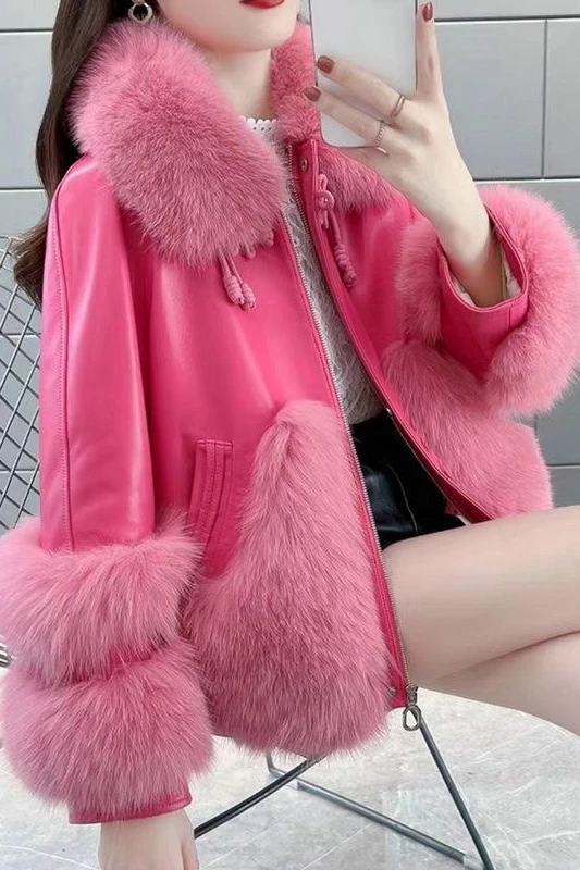 Jackets for Women Winter Fashion Goddess Environmental Protection Fur Coat High-End Washed Leather and Fur Leather Jacket