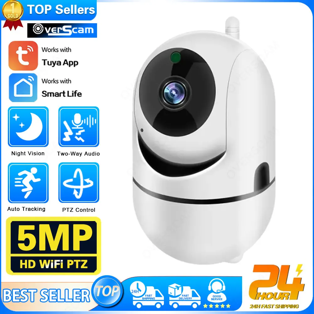 

TUYA Smart Life Home Mini Baby Monitor Two-Way Audio Monitor With 5MP Ultra HD Two Way Talk CCTV WiFi PT Camera 360° PTZ Control