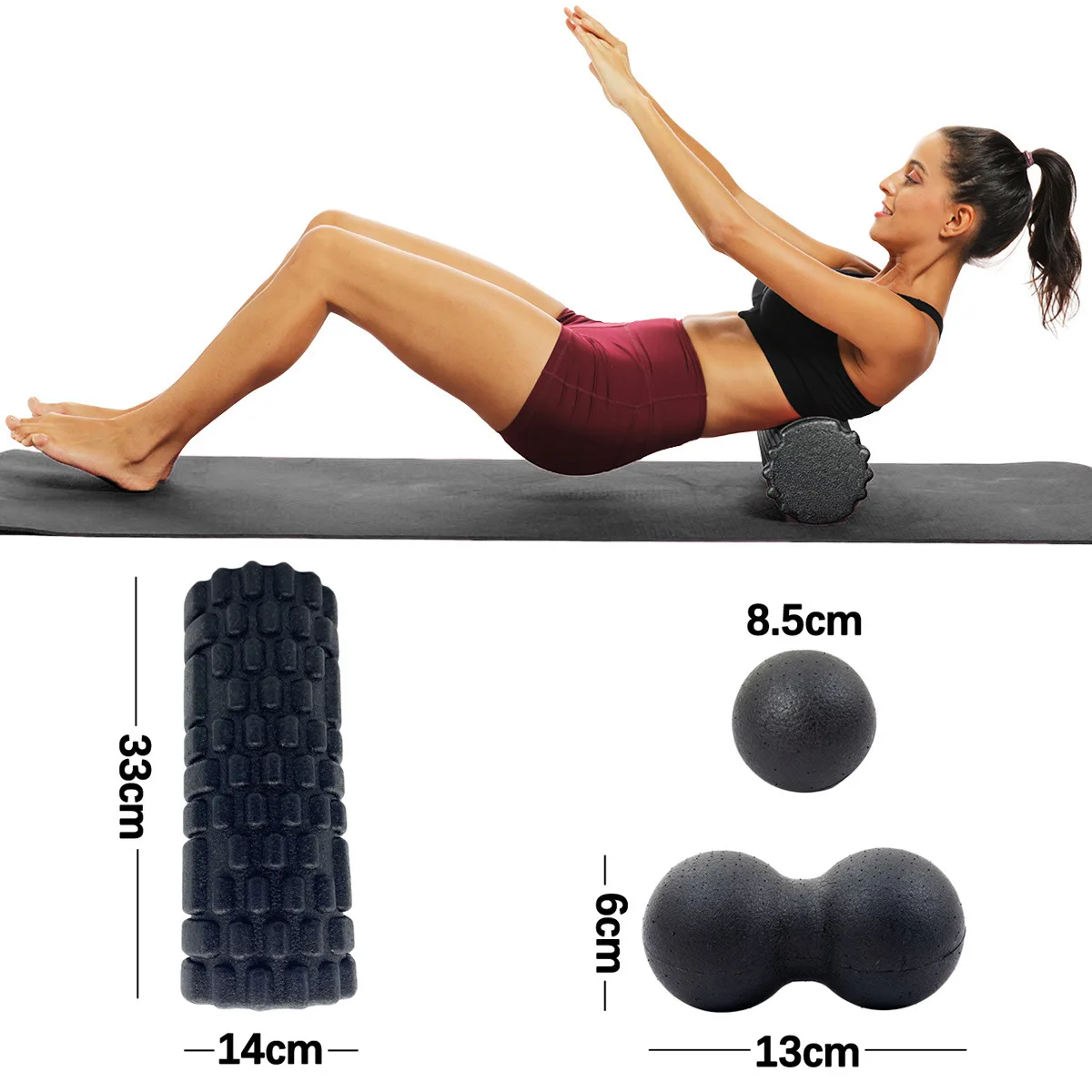 3Pcs Yoga Roller Massage Peanut Ball Set EPP Fitness Foam Column For Back Pain Legs Hip Deep Tissue Stretching Gym Muscle Relax