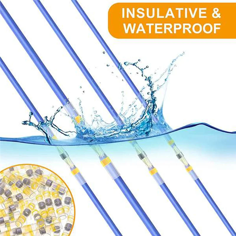 150Pcs 12-10 AWG Yellow Solder Seal Wire Connectors Solder Heat Shrink Waterproof Wire Connectors Electrical Terminals