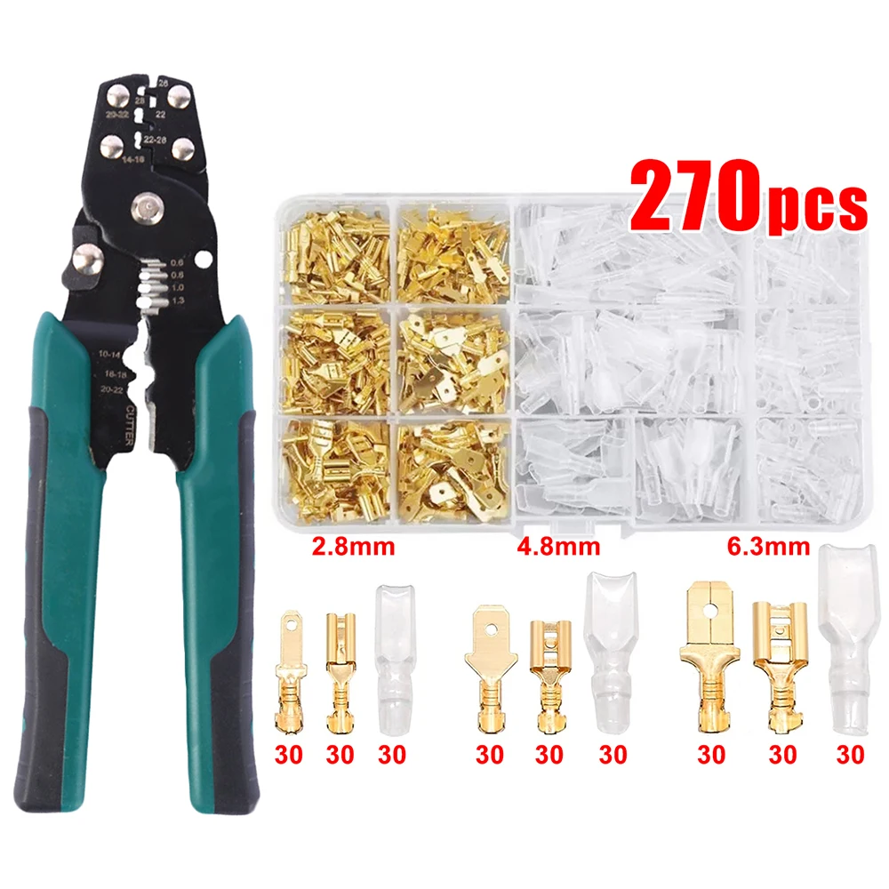 Draadklemmen Set 2.8/4.8/6.3mm Koper Mannelijke Vrouwelijke Draad Spade Connectors met Geïsoleerde Huls Elektrische Connector Box