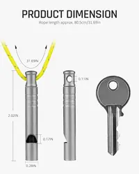 Tytanowy gwizdek ratunkowy, gwizdek bezpieczeństwa 120 dB ze smyczą, piesze wycieczki, trening zwierząt domowych, 4 szt. Mały gwizdek survivalowy