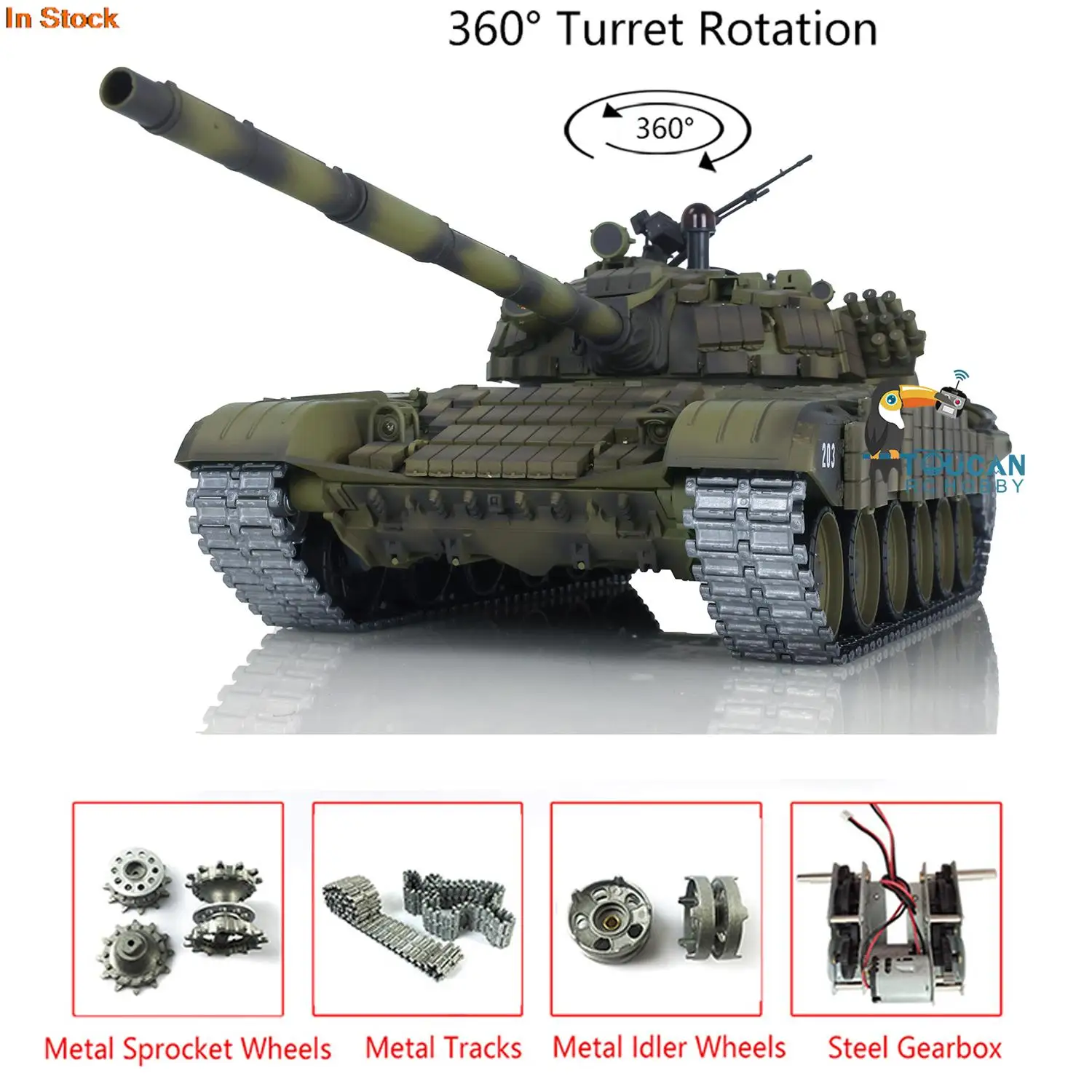 

1/16 Heng Long Upgraded Ver Metal T72 RC Battle Tank 7.0 Mainboard 3939 Electric Tracked High Speed Off-Road Vehicle Toy TH20568