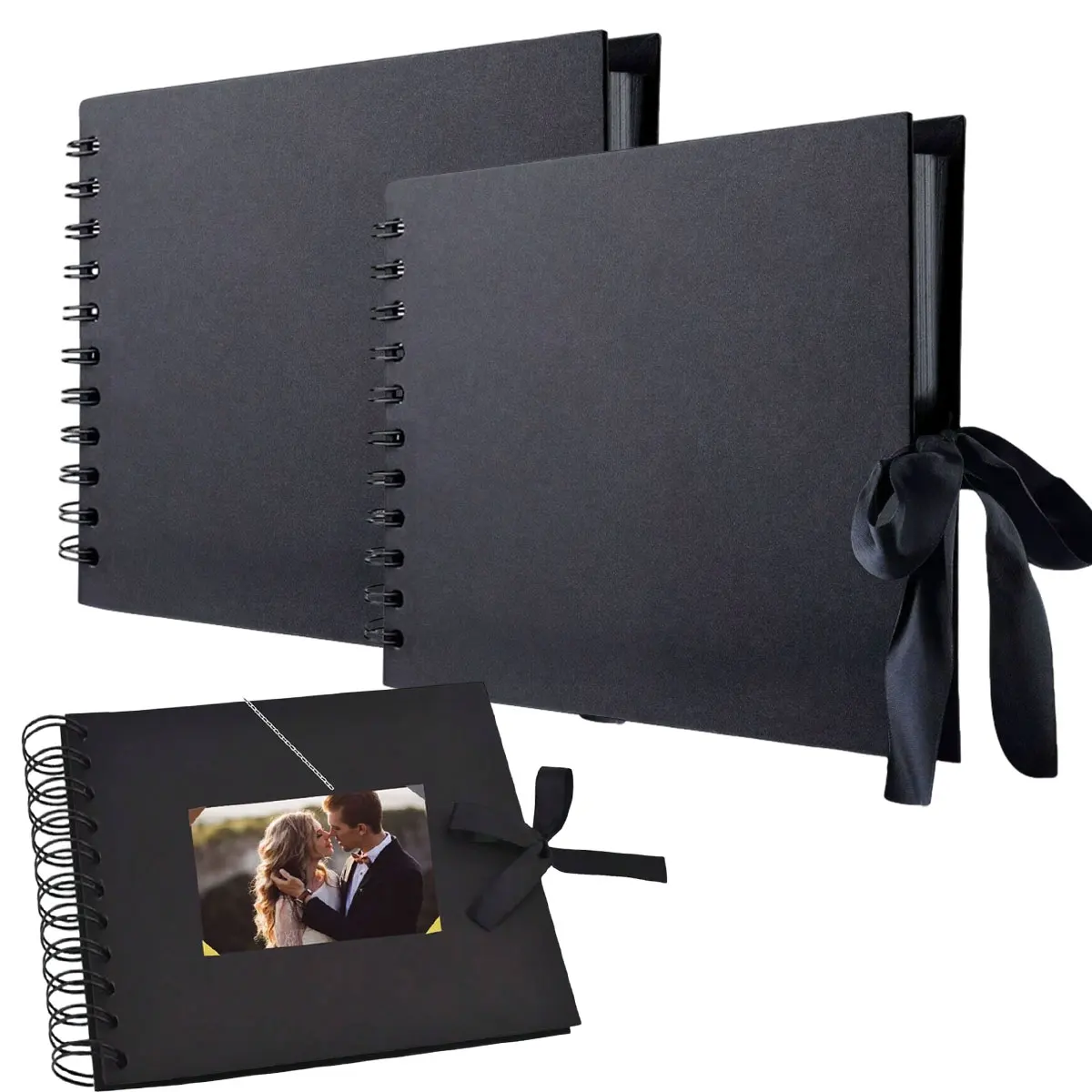 1PC 60-Page (30-Sheet) Kraft Paper Scrapbook Album – Black, Versatile Memory Book for Wedding Guest Books, ZSY