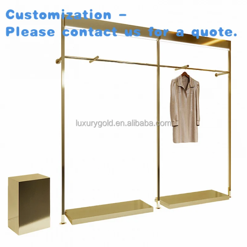 custom.Customize Size Boutique Shop Clothes Coat Hanger Standing With LED Heavy Duty Clothing Wall Mount Rack Display Stand