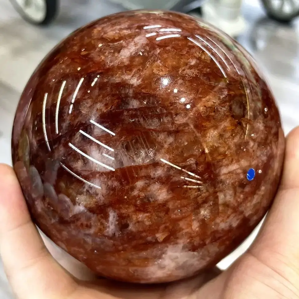 1.0-5.0kg 10-15cm New Big Balls High Top Natural Red Fire Quartz Crystal Mineral Rocks Spheres Feng Shui Decorations Living Room