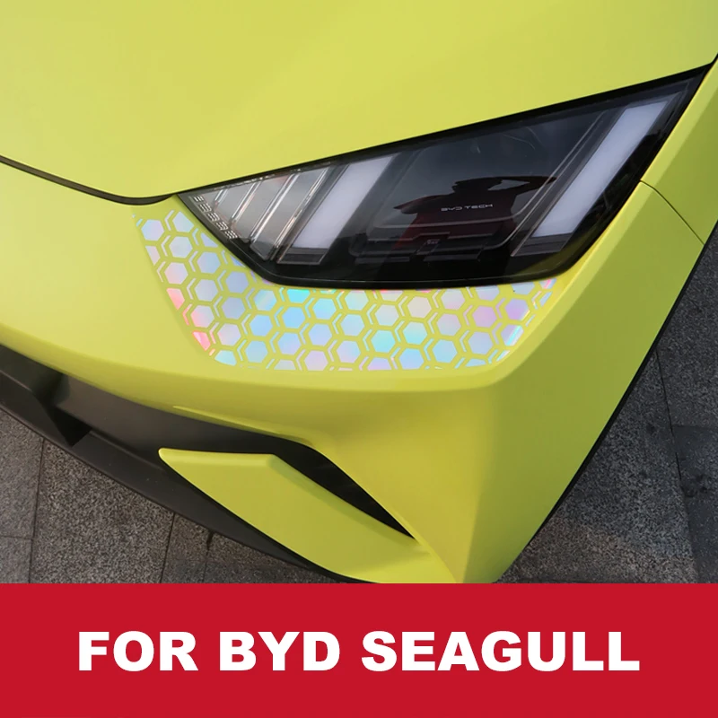 For BYD Seagull 2023 2024 Headlight Under Headlight Eyebrow Decoration Modified Car Flash Reflective Sticker