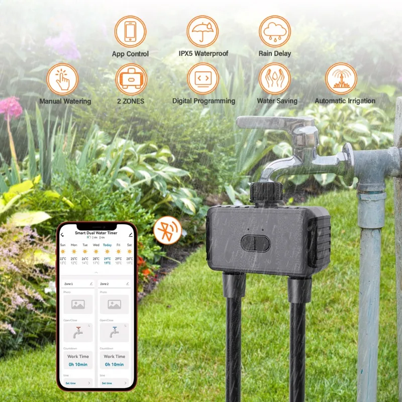 WiFi Smart Irrigation Water Timer Automatic Sprinkler System with Hub APP Controller 20 Watering Plans for Yard Lawn Garden Pool