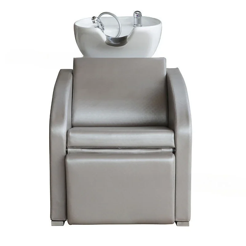 Stainless steel shampoo bed barber shop special seated semi-reclining electric shampoo flush bed