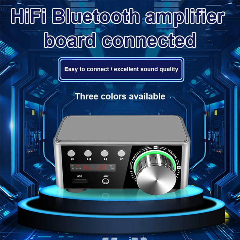 Bluetooth Digital Power Amplifier Board Class D Audio Amplifiers Mini HiFi Stereo Fever Audio MP3 Player Silver