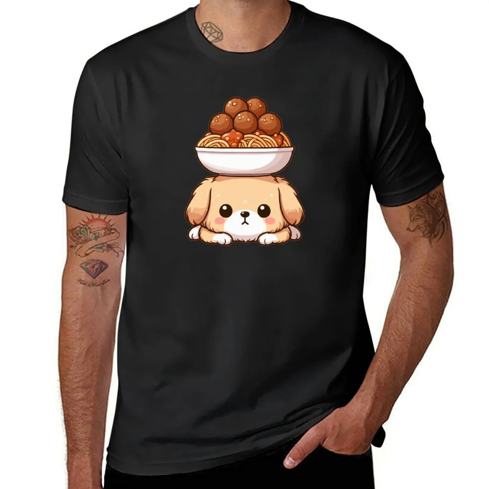 Dog With Spaghetti On It’s Head T-Shirt sports fans quick drying mens graphic t-shirts anime