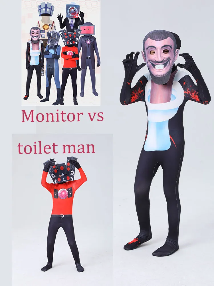 

Halloween Fun Strange Tight Top Jumpsuit Children's Role Playing Sound Man vs. Toilet Man