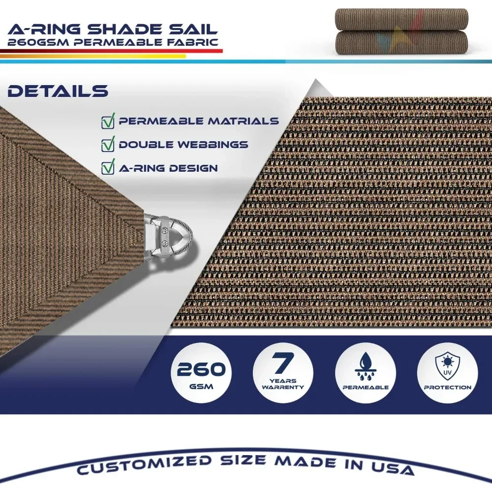 Imagem -03 - Sun Shade Square Sail A-ring 260gsm Heavy Duty Durável Bloco de Toldo para Exterior Pátio Piscina Caport 24 x 24