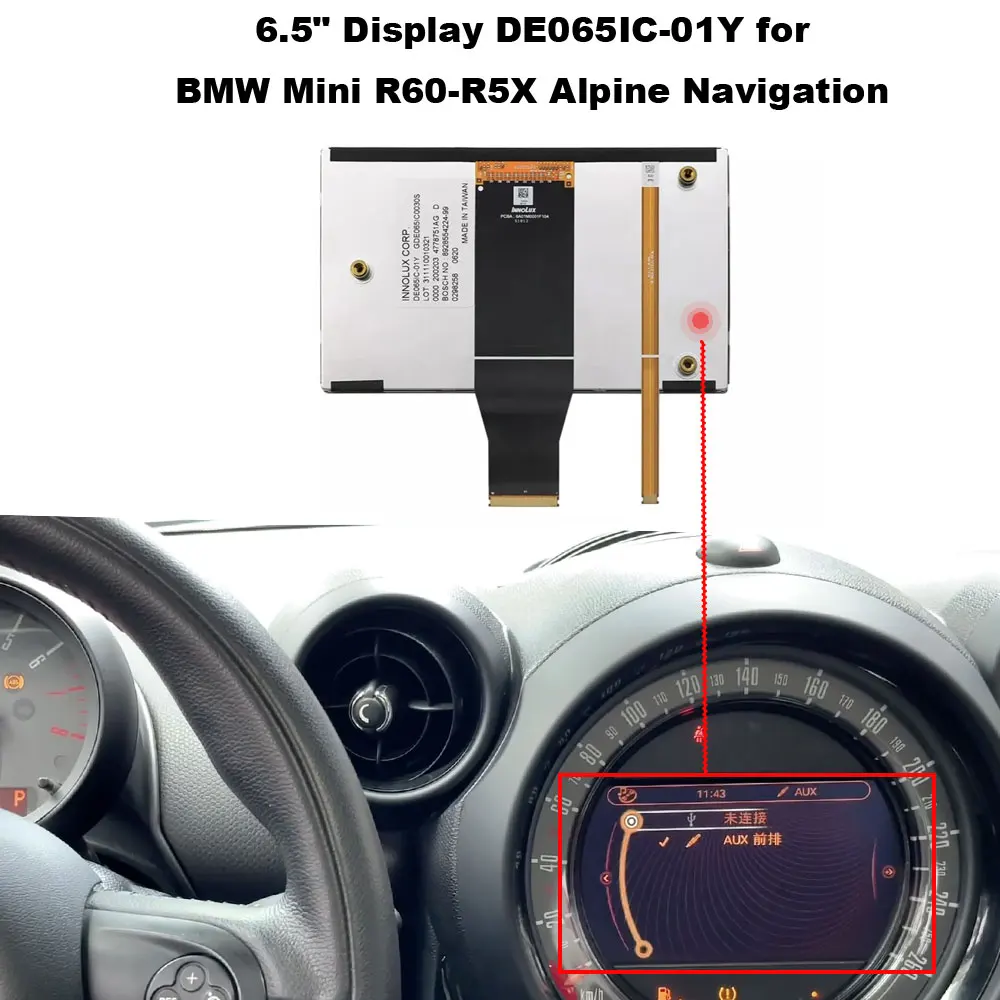 

Для BMW Mini R60-R5X Alpine Navigation Dashboard ЖК-дисплей DE065IC-01Y 6,5-дюймовый экран для обновления салона автомобиля