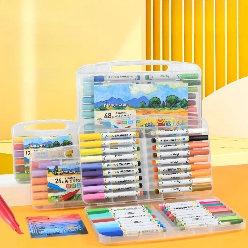 

MARCO Direct-Fill Acrylic Markers Soft-Tip Art Markers Quick-Drying Layering Capable Water-Washable 12/24/36/48 Colors