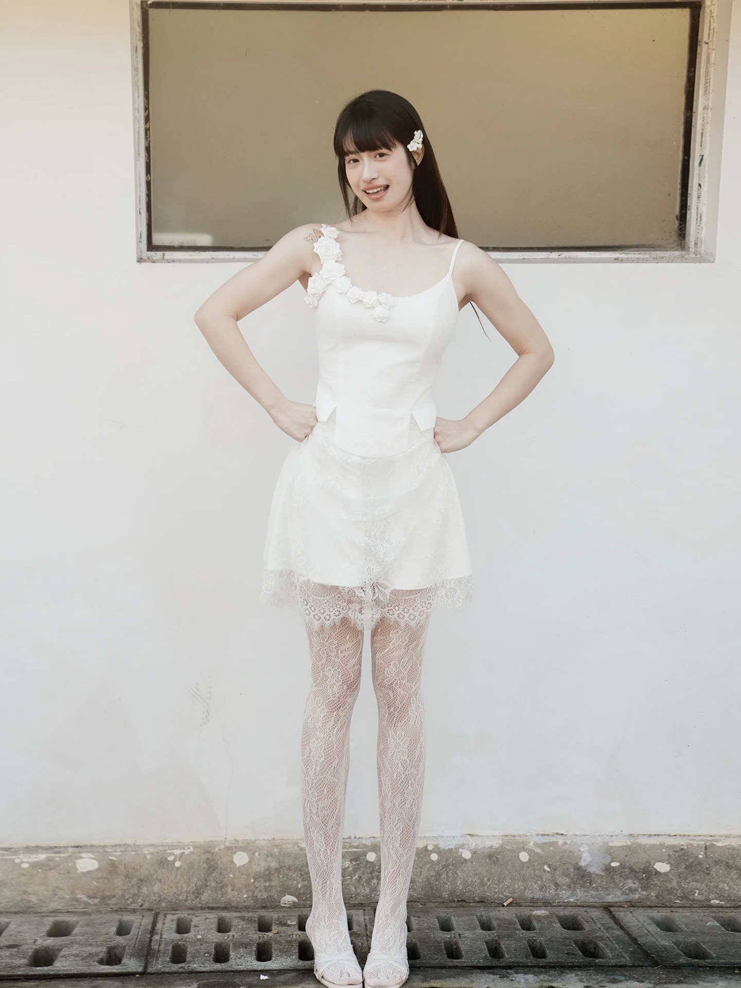 

Sweet Sle Handmade Lace Strap Dr Rose Birthday Dr ort A-Line Skirt Wedding Date Cany Annual Dinner Par Perform...