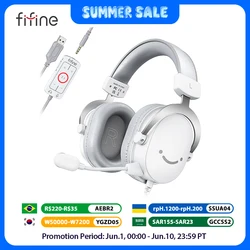 FIFINE USB Gaming Headset with 7.1 Surround Sound/3.5mm Jack/Microphone,Over-Ear Wired Headphone for PC PS4/5 Xbox Ampligame H9W