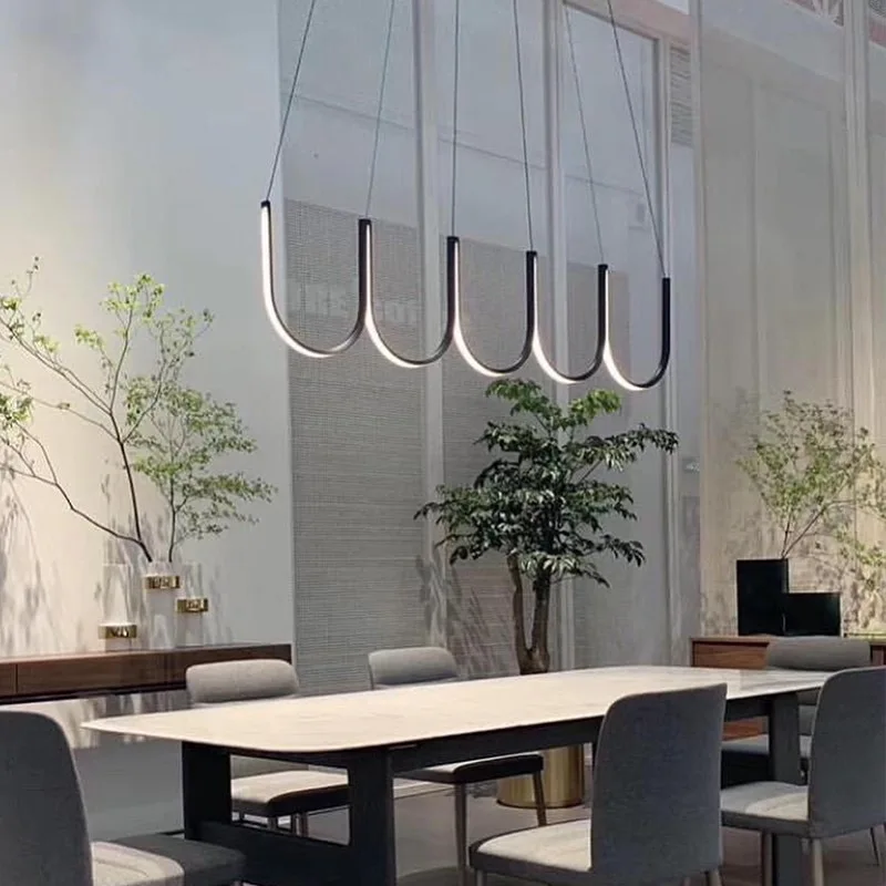 Modern Designer U Shape Dining Room Chandelier for Living Room Kitchen Island Suspension LED Droplight Indoor Lighting Fixtures