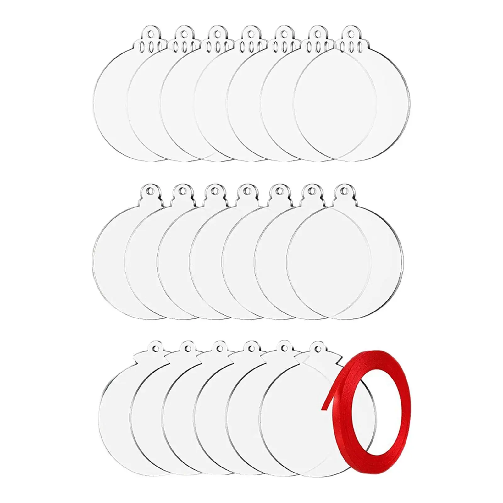 30 Acrylic Circles Discs Decor Key Rings Xmas Tree DIY Clear