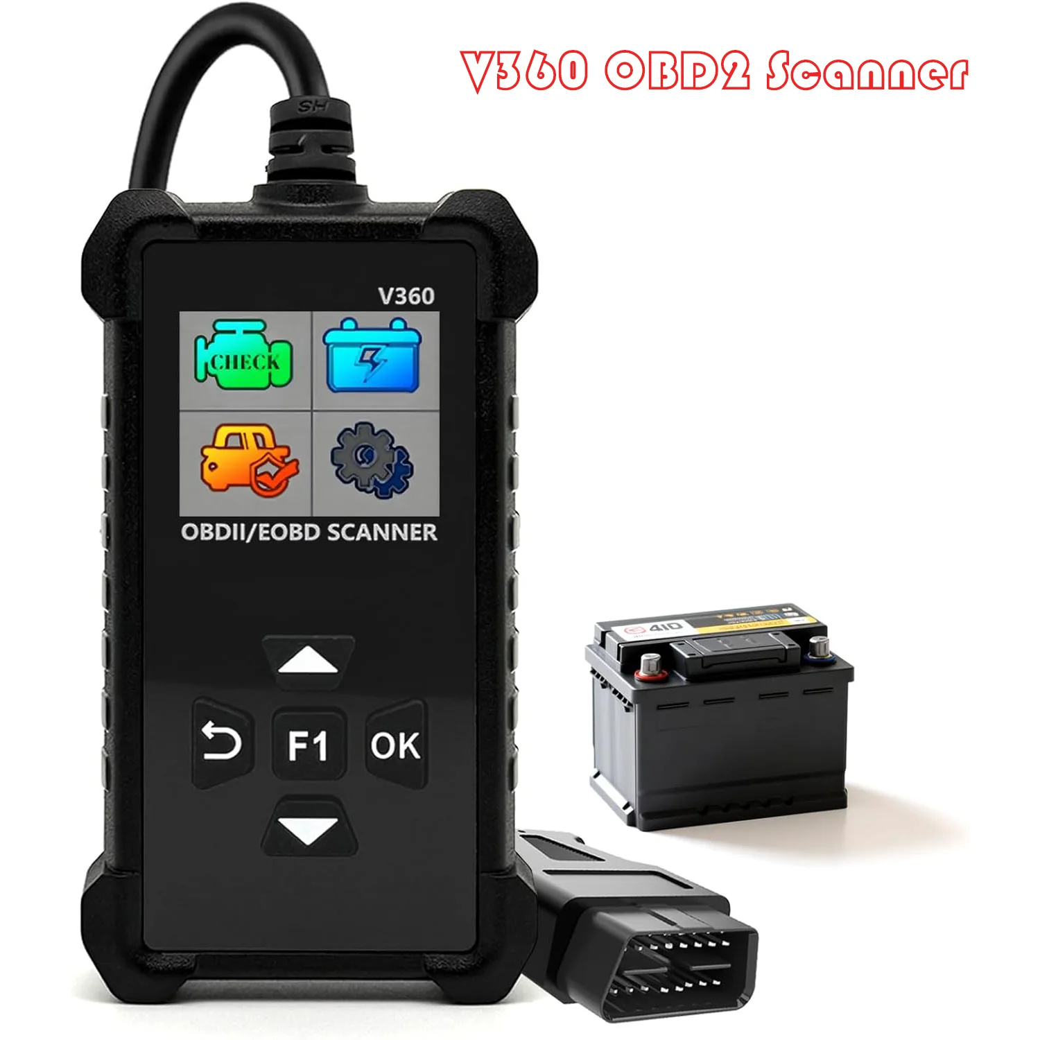 juta-v360-obd2スキャナー、バッテリーアナライザー付き、全obd-iiプロトコル対応車両用エンジン故障コードリーダー、can診断スキャンツール