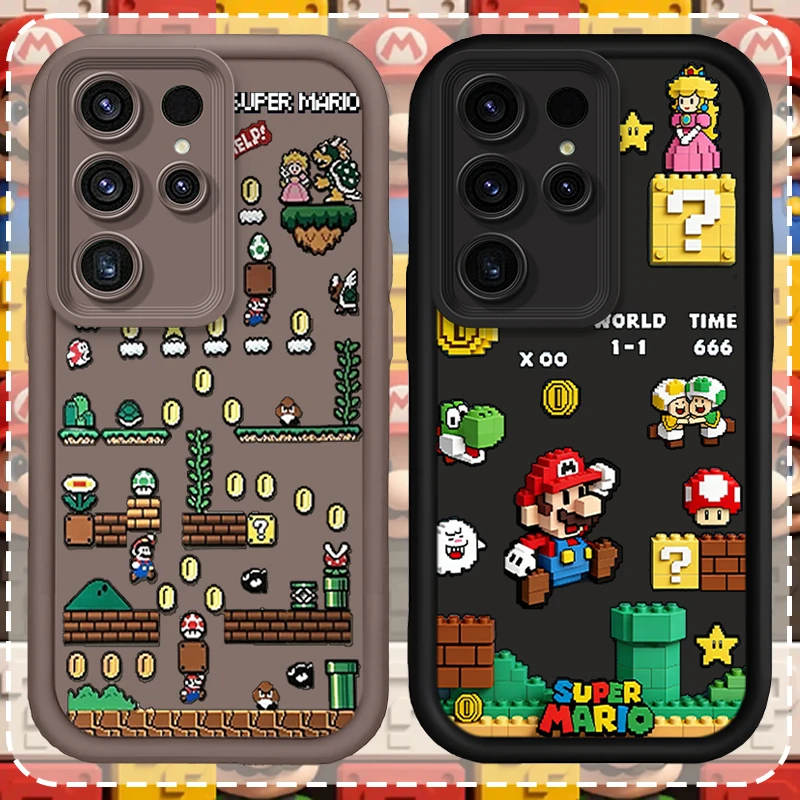 Super Mario Building Blocks Soft Phone Case For Samsung Galaxy S26 S25 Edge S24 S23 Ultra S22 Plus S21 FE A07 A17 4G A37 A57 5G
