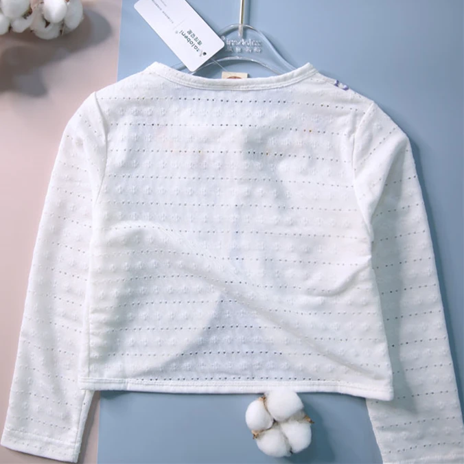 White Girl Cardigan Kids Spring Autumn Long Sleeve Cotton Sweater Girl For 1 2 3 4 6 8 10 11 Years Old Girls Coat 175005