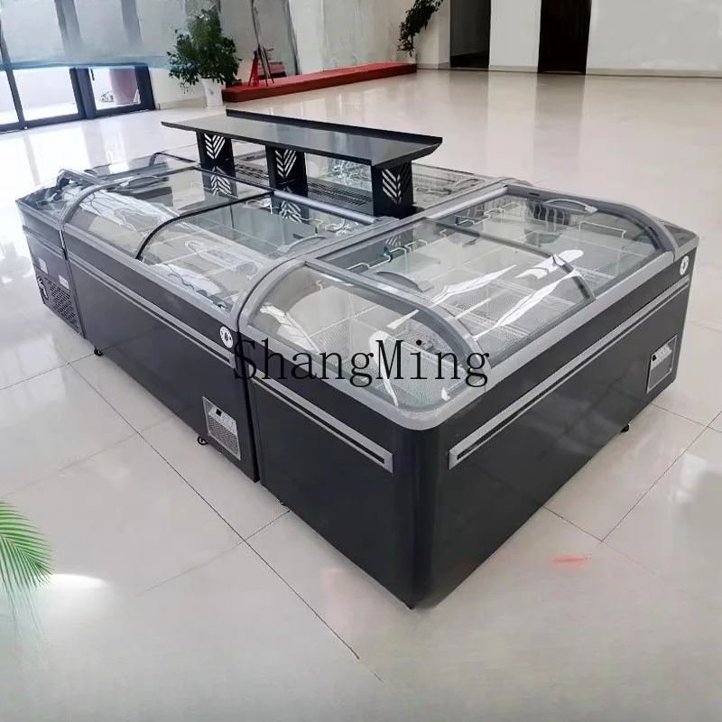 

ZYY commercial horizontal freezer supermarket combination island cabinet seafood refrigerated frozen display cabinet