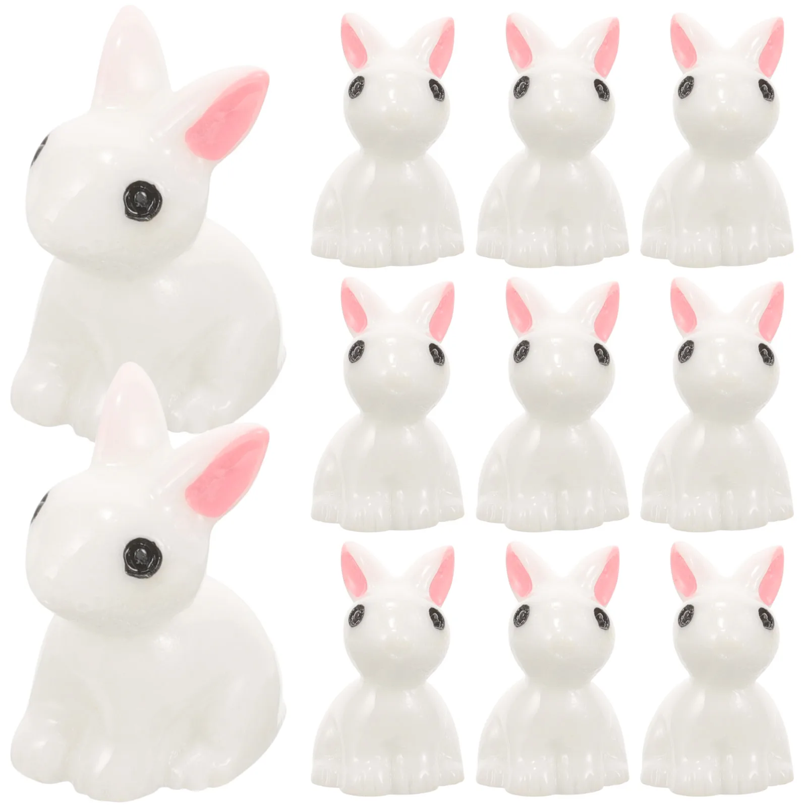

100pcs Mini Figurines Small Resin Bunnies Decor DIY Accessories Tiny Bonnais Ornaments Cute Animal Crafts