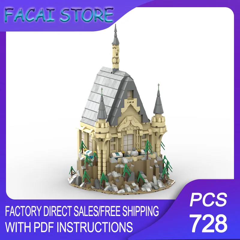 

Moc Building Bricks Modular Castle Expansion - East Wing Library Model Technology Blocks Christmas DIY Toy Construction Gift