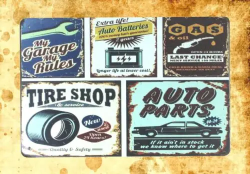 My garage rules GAS Tire Shop Auto Parts tin metal sign tin bar signs