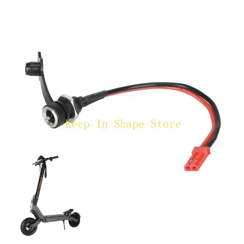 U1JC Scooter Charging Port Replacement with Thread Panel Mount, D C 5.5x2.1mm Socket Assembly with Tethering Cap, Prewired Cable