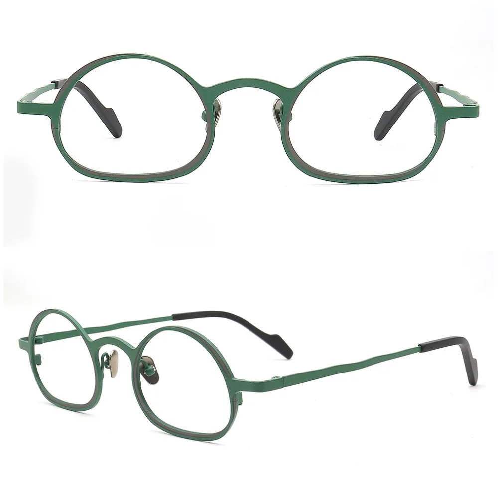 Vintage Round Titanium Eyeglasses Frames Women Pink Optical Glasses Frames Men Prescription Green Spectacles Nerd Eyewear