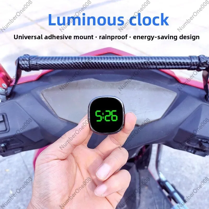 Waterproof Digital Clock for Electric Motorcycle Scooter, Night Light Time Display for Car Vehicle Dashboard
